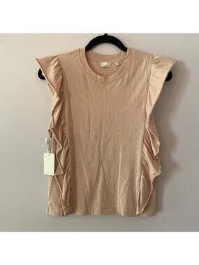 NWT Wilfred Light Pink Agathe T-Shirt Ruffle 100% Cotton Women's size Medium